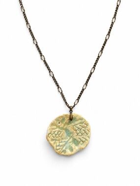 Handmade Ceramic Pendant Necklace Rustic Boho Pottery Jewelry
